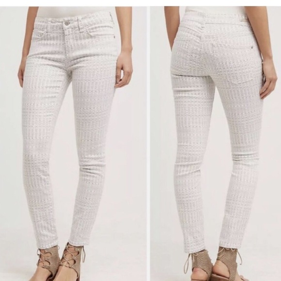 Pilcro and the Letterpress Denim - Pilcro and the Letterpress White and grey patterned skinny jeans, size 28